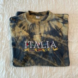Embroidered Italia Bleach Dye Tee